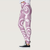Leggings Flowers Swirls Dusty Pink White Pattern Whimsical (Gauche)
