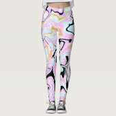 Leggings Fluid Art Cotton Bonbon rose, Turquoise, noir et o (Devant)