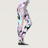 Leggings Fluid Art Cotton Bonbon rose, Turquoise, noir et o (Droite)