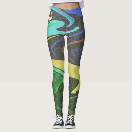 Leggings fluide artistique coloré abstrait (Devant)