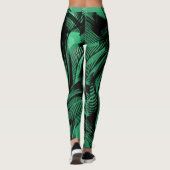 Leggings fluide bleu vert fleuri abstrait vibrant (Dos)