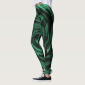 Leggings fluide bleu vert fleuri abstrait vibrant (Gauche)