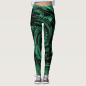 Leggings fluide bleu vert fleuri abstrait vibrant (Devant)