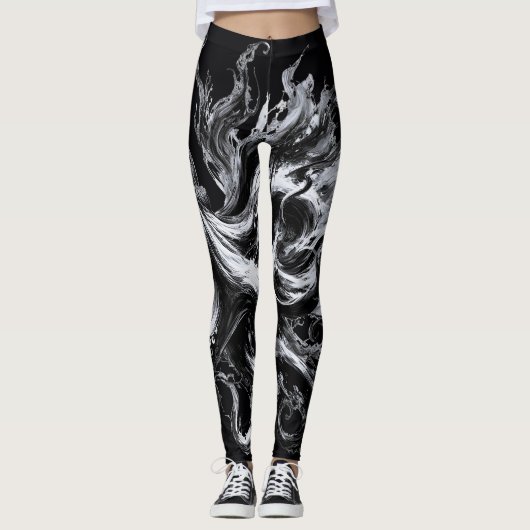Leggings Fluide d'encre abstrait Pieuvre Kraken (Devant)