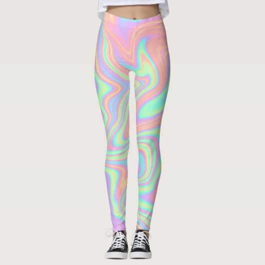 Leggings Fluide multicolore de l'Iridescente holographique (Devant)