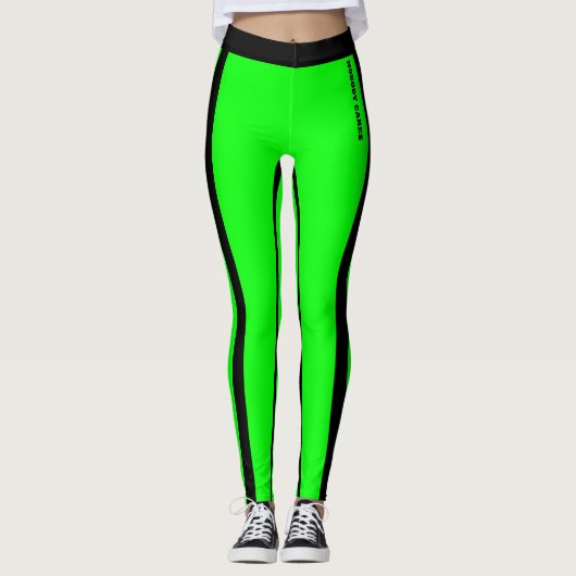 Leggings Fluorescent Vert & Noir Fluorescent Perso (Devant)