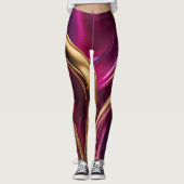 Leggings Flux Abstrait - Fuchsia violet et or- (Devant)