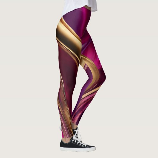 Leggings Flux Abstrait - Fuchsia violet et or- (Droite)