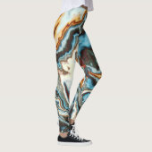 Leggings Flux de marbre bleu rouille (Droite)