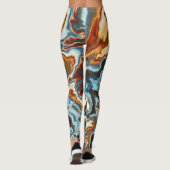 Leggings Flux de marbre bleu rouille (Dos)