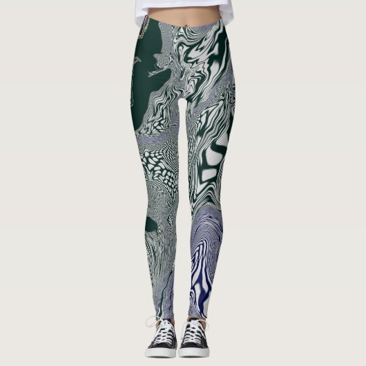 Leggings "Flux de marbre émeraude" (Devant)