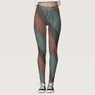 Leggings Flux de Parang à Plumes Motif Batik Bali