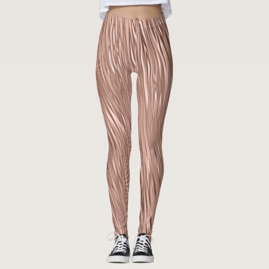 Leggings Flux métallique Gold Faux Rose (Devant)