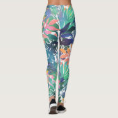 Leggings Foliage de la Jungle tropicale Aquarelle Verdure (Dos)