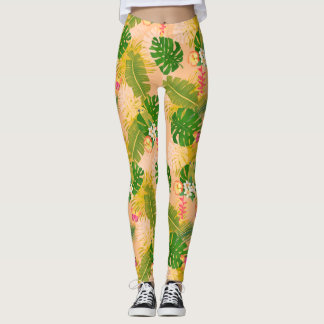 Leggings Foliage tropical Été Orange