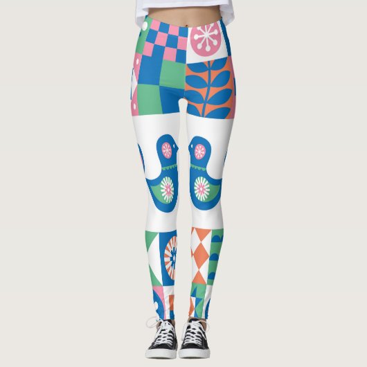 Leggings Folklore Floral Card : Design scandinave. (Devant)