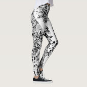 Leggings Fonctionnement feuillu noir et blanc d'exercice de (Droite)