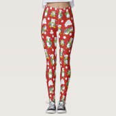 Leggings Fond de manchots de Noël (Devant)