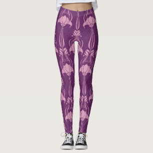 Leggings Fond d'écran floral violet rose