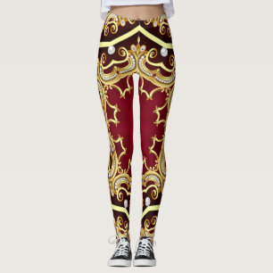 Leggings Fond d'illustration avec cadre en or perlé