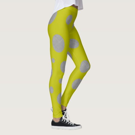 Leggings Fond doré avec pois argentés (Droite)