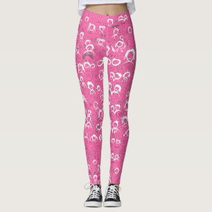 Leggings Fond rose motif de personnes