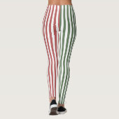 Leggings Forest Green & Burgundy Stripes Pattern (Dos)