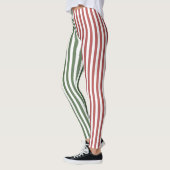 Leggings Forest Green & Burgundy Stripes Pattern (Gauche)