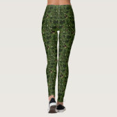 Leggings Forest Green Christmas Tree Gold Star Motif (Dos)