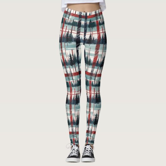 Leggings Forêt à feuillage persistant d'hiver Plantée (Devant)