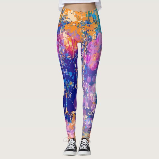 Leggings Forêt Abstraite couleur tropicale (Devant)