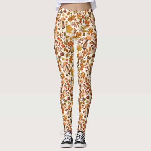 Leggings Forêt automnale sur blanc (Devant)