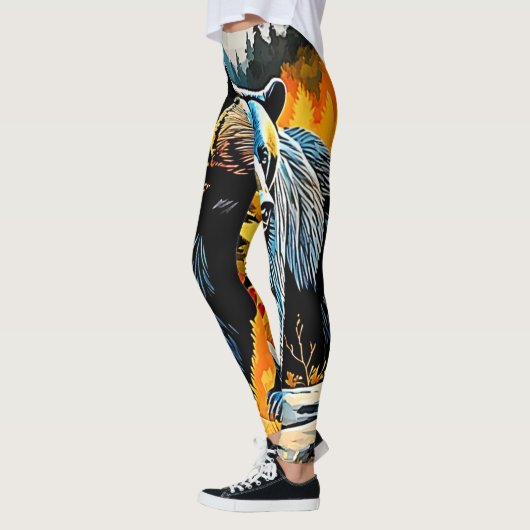 Leggings Forêt Black Bear Majesty Design (Gauche)