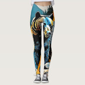 Leggings Forêt Black Bear Majesty Design (Devant)