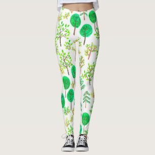Leggings Forêt d'aquarelle en style doodé