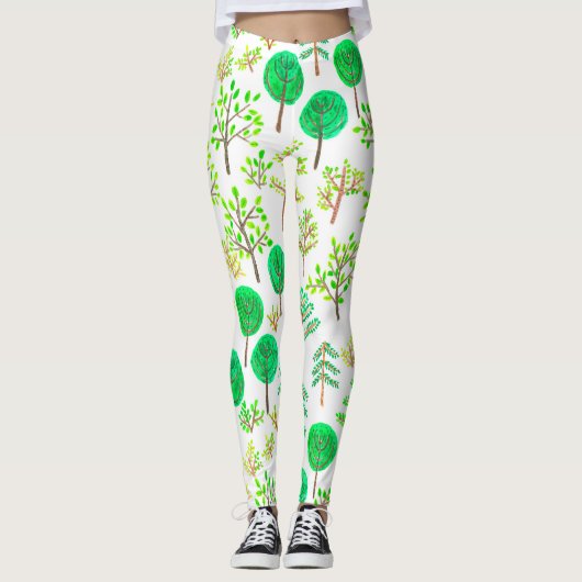 Leggings Forêt d'aquarelle en style doodé (Devant)