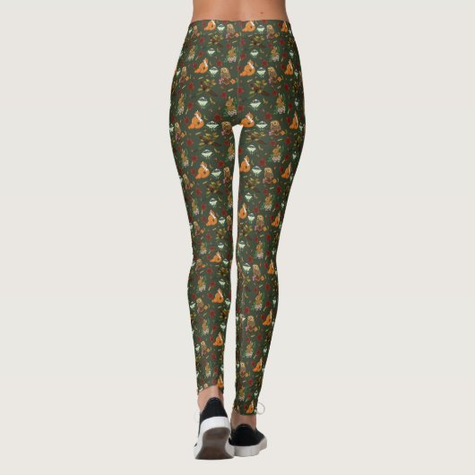 Leggings Forêt d'automne Animaux verts (Dos)