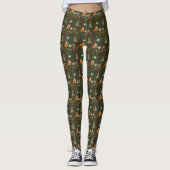Leggings Forêt d'automne Animaux verts (Devant)