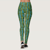 Leggings Forêt de bambou sur bleu (Dos)