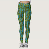 Leggings Forêt de bambou sur bleu (Devant)