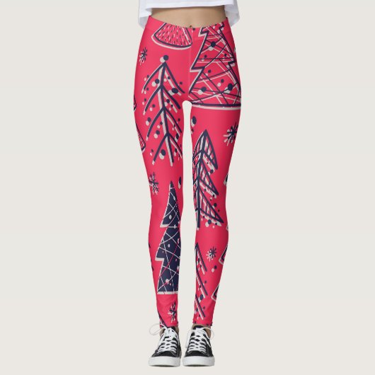Leggings Forêt de Noël : Papier peint en silhouette d'hiver (Devant)