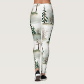Leggings Forêt d'hiver : Flou vert à main (Dos)