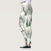 Leggings Forêt d'hiver : Flou vert à main (Gauche)