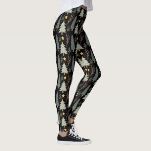 Leggings Forêt d'hiver Motif de Noël Vert moderne