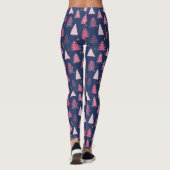 Leggings Forêt d'hiver rose et bleu Motif d'arbre de Noël (Dos)