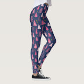 Leggings Forêt d'hiver rose et bleu Motif d'arbre de Noël (Droite)
