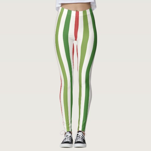 Leggings Forêt foncée classique Grandes vertes et blanches (Devant)