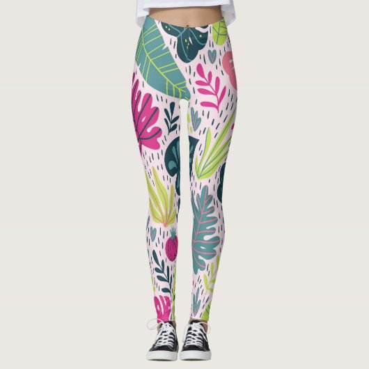 Leggings Forêt tropicale sauvage, répétition vintage (Devant)