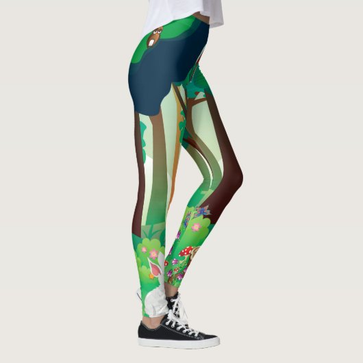 Leggings Forêt verte et animaux mignons (Droite)