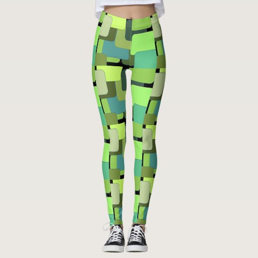 Leggings Forme Abstraite géométrique verte (Devant)